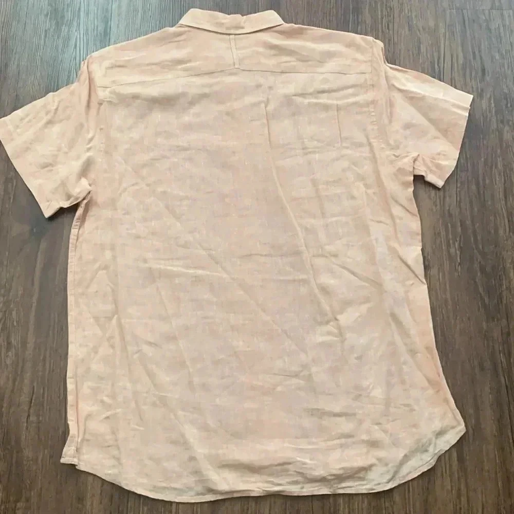 Banana Republic Men’s Linen Short Sleeve Orange Button Down Large EUC